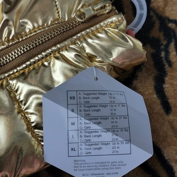 Pet Coat Sweater Golden Puffer xs or small ea. New w/ Tag! - Picture 5 of 5